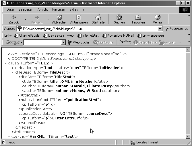 Dokument, das mit dem IE5-Stylesheet dargestellt wird
