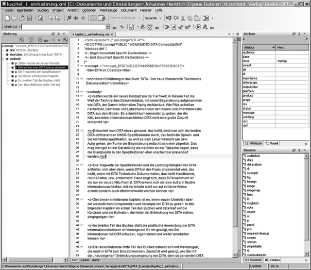 Topictyp „Konzept“ in der Textansicht im oXygen XML Author