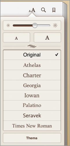 sieben mögliche Schriften in iBooks