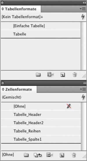 Bedienfelder »Tabellenformate« und »Zellenformate«