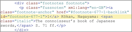 Fußnote in exportierter HTML-Datei
