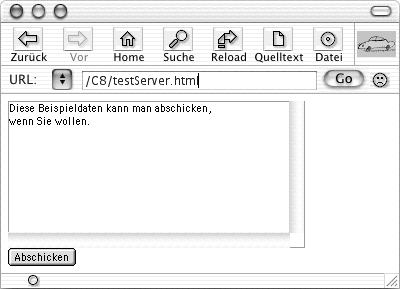 Ein Webformular zum Testen des Servers