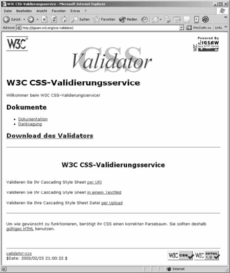 Der CSS-Validator des W3C