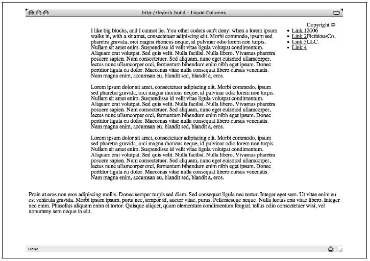 Layout nach Definition der Stile für Inhaltsbereich