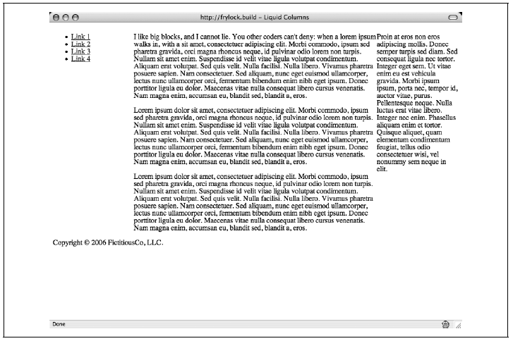 Copyright-Hinweis wird unterhalb der anderen Elemente angezeigt