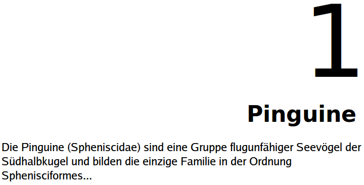 Trennung von Zahl und Titel