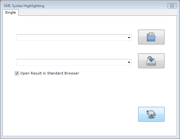 Fenster XML Syntax Highlighting mit aktiver Registerkarte Single