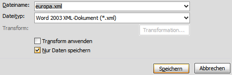 Eine XML-Datei speichern.