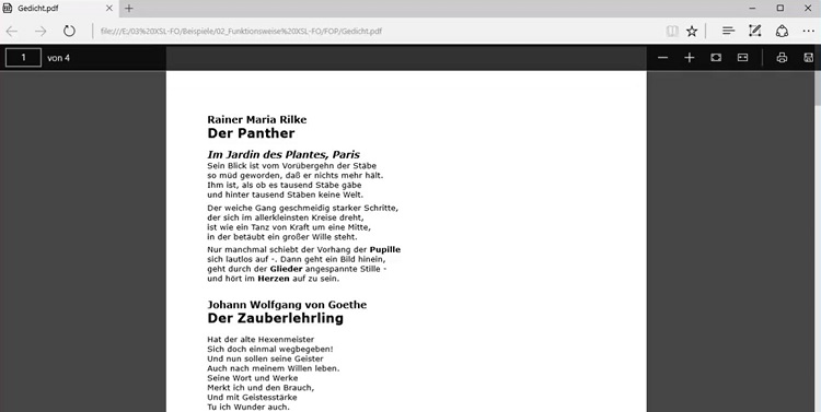 Ausgabe der Gedichte als PDF